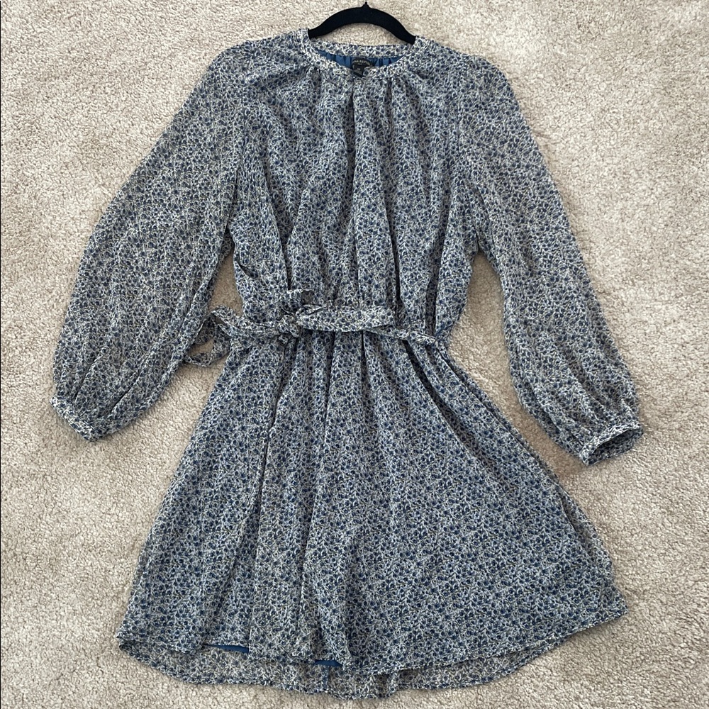 Banana Republic Long Sleeve Floral Dress in Blue